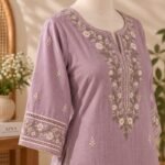 Dusty Lavender Floral Embroidered Kurta