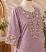 Dusty Lavender Floral Embroidered Kurta