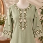 Sage Green Floral Embroidered Kurta