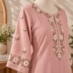 Dusty Rose Floral Embroidered Kurta