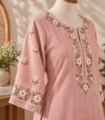 Dusty Rose Floral Embroidered Kurta